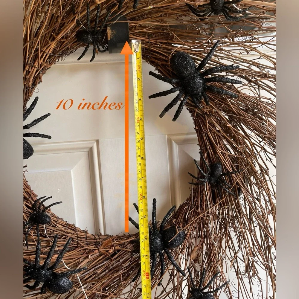 Halloween Twiggy Rattan Branchy Spider Wreath LED Light-up Lit 25” Decor 🕸️
